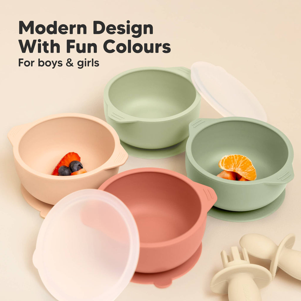2-Pack Prep Suction Bowls with Lids, BPA-Free Baby Bowls