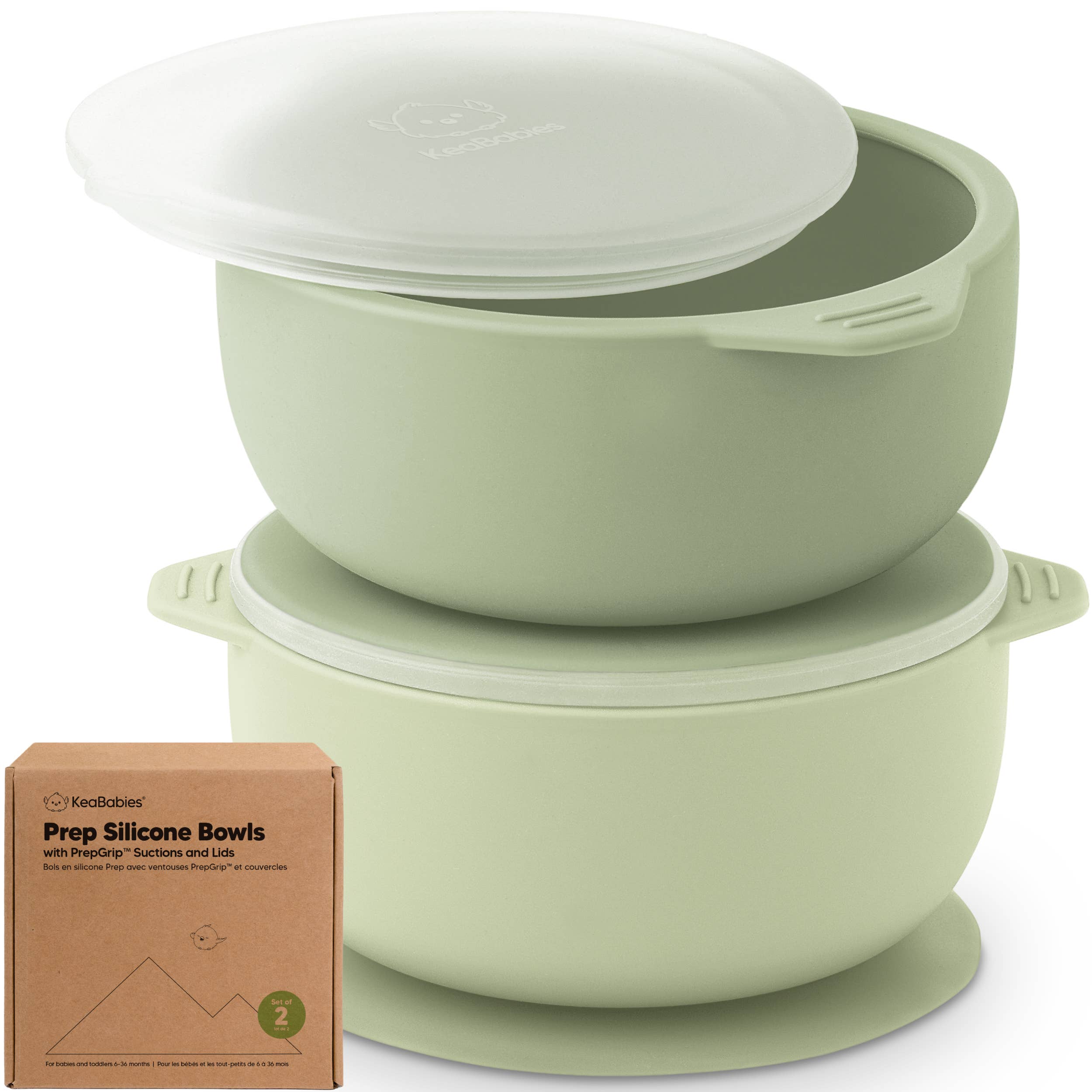 2-Pack Prep Suction Bowls with Lids, BPA-Free Baby Bowls