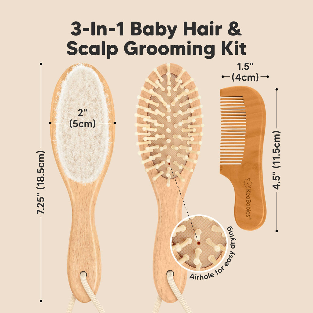KeaBabies Baby Hair Brush and Comb Set for Infant, Newborn