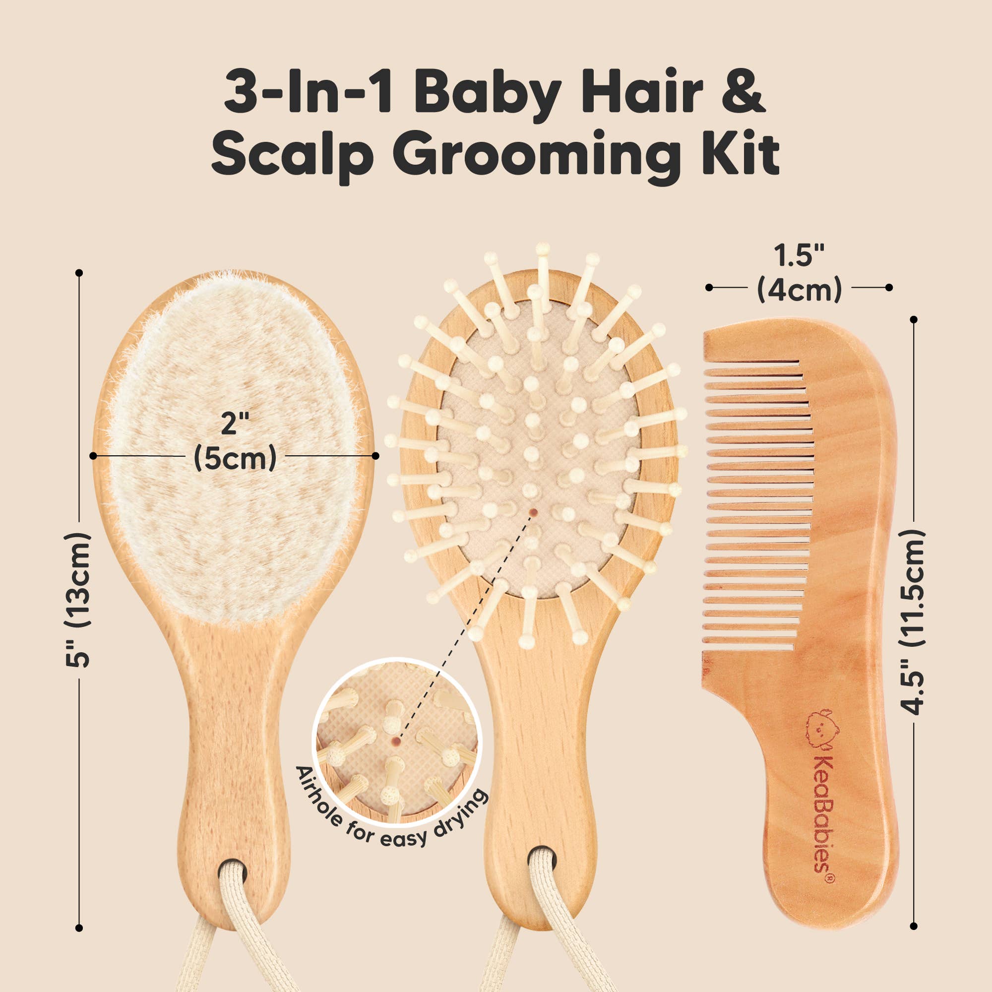KeaBabies Baby Hair Brush and Comb Set for Infant, Newborn